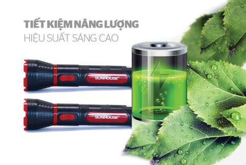 Đèn pin tay cầm Sunhouse SHE-4131 cỡ trung, đen đỏ