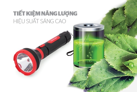 Đèn pin cầm tay LED Sunhouse SHE-4351, cỡ lớn, đỏ đen