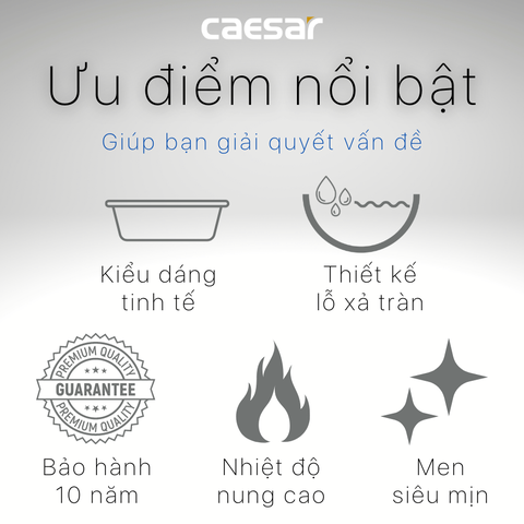Lavabo chậu rửa mặt Caesar L2150S treo tường chân ngắn