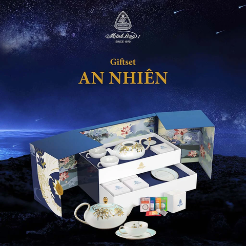 Combo An Nhiên sứ Minh Long(Bộ trà + Hộp trà)