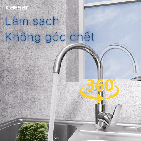 Vòi chậu rửa chén Caesar K415C nóng lạnh