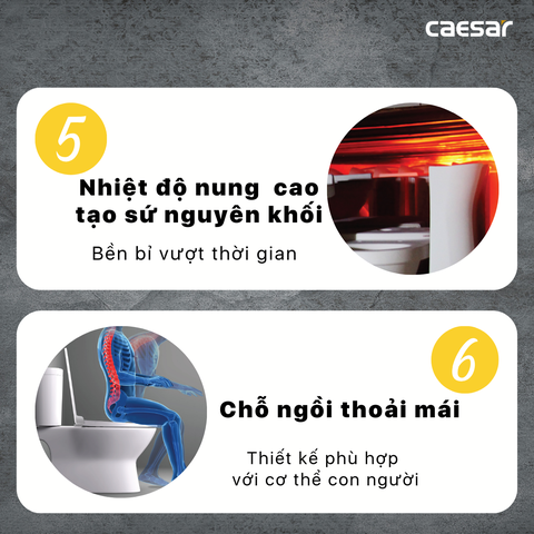 Bồn cầu 2 khối Caesar CT1325 xả 1 nhấn nắp thường