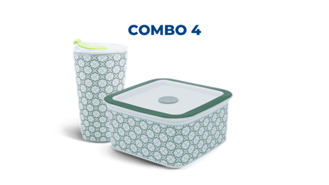 Combo 4: Ly sứ - Hộp sứ dưỡng sinh (hoa văn Komos) sứ Minh Long