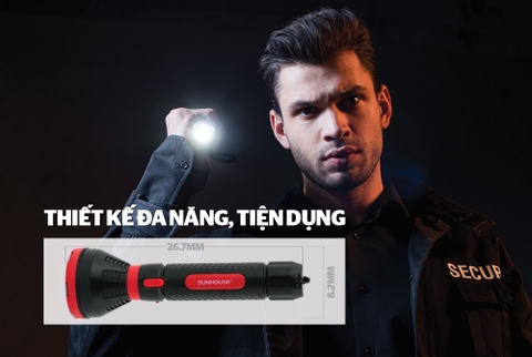 Đèn pin cầm tay LED Sunhouse SHE-4351, cỡ lớn, đỏ đen