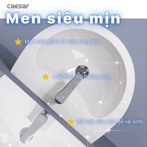 Lavabo chậu rửa mặt Caesar L2150S treo tường chân ngắn