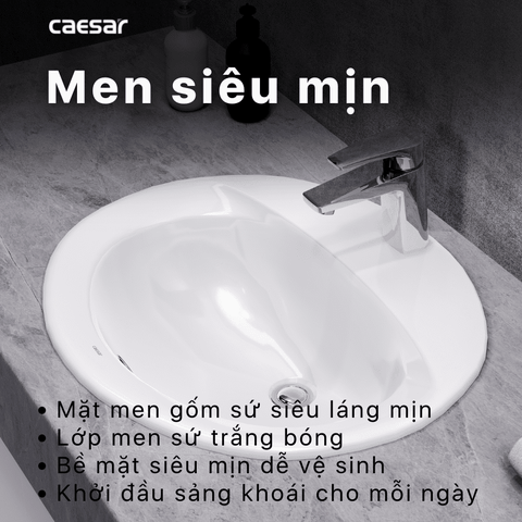 Lavabo chậu rửa mặt Caesar L5018 bán âm dương vành