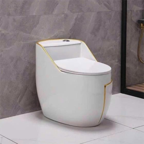 Bồn cầu 1 khối HONORCY C-70 trắng chỉ vàng