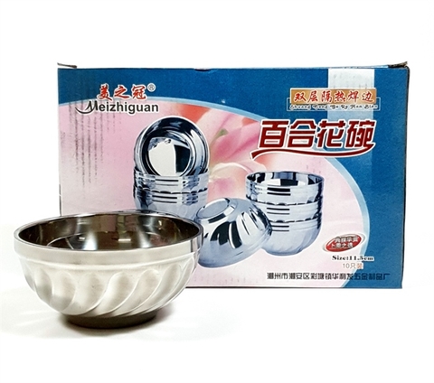 Chén inox xoắn xám
