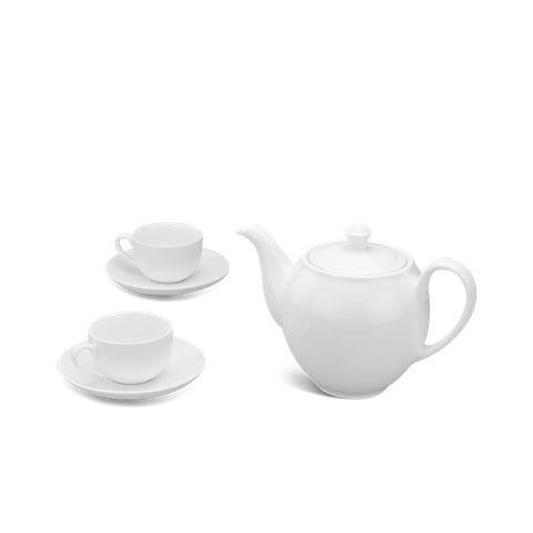 Bộ trà sứ Minh Long 0.8 L - Camellia - Trắng