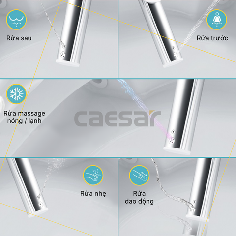 Bồn Cầu 1 khối CAESAR C1363F Nắp Rửa Điện Tử TAF610H
