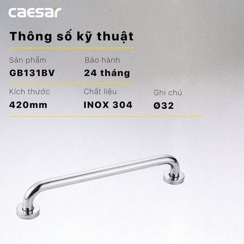 Thanh Vịn Inox Caesar GB131BV Gắn Tường Ø32 420mm
