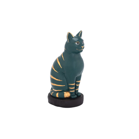 [GT] Mèo Đại Cát - Trang trí vàng (17.4 cm) - Xanh Đen