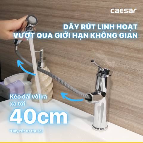 Vòi Lavabo Caesar B196C Dây Rút Nóng Lạnh