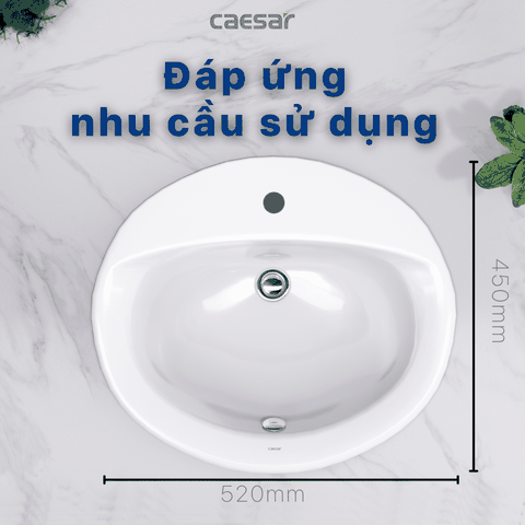 Lavabo chậu rửa mặt Caesar L5018 bán âm dương vành