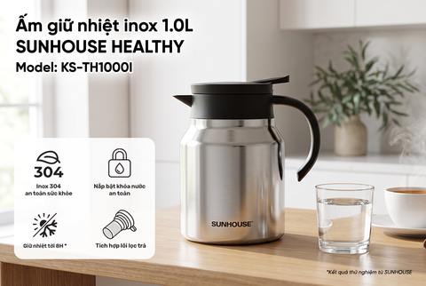 Ấm giữ nhiệt inox 1.0 L Sunhouse Healthy KS-TH1000I