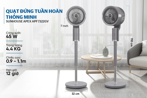 Quạt đứng tuần hoàn thông minh Sunhouse Apex APF7322GV