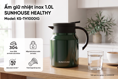 Ấm giữ nhiệt inox 1.0 L Sunhouse Healthy KS-TH1000IG