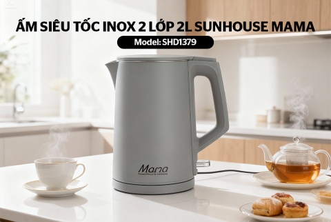 Ấm siêu tốc Inox 2 lớp 2L Sunhouse Mama SHD1379