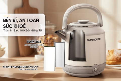 Ấm siêu tốc Inox giữ nhiệt 2.5L Sunhouse SHD1392