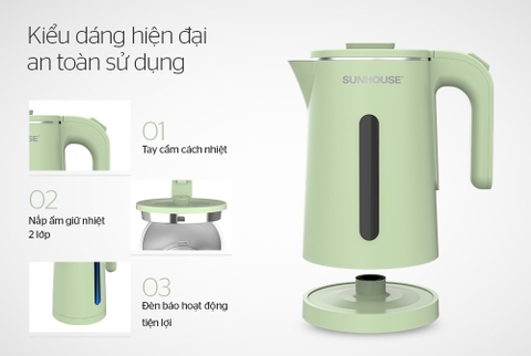 Ấm siêu tốc Inox 2 lớp 1.8L Sunhouse SHD1353