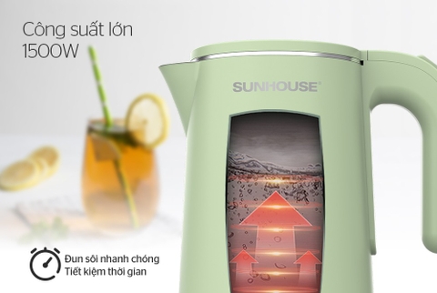 Ấm siêu tốc Inox 2 lớp 1.8L Sunhouse SHD1353