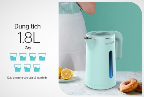 Ấm siêu tốc Inox 2 lớp 1.8L Sunhouse SHD1351