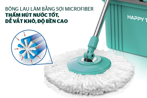 Bộ lau nhà xoay 360 độ Happytime KH-CL330S