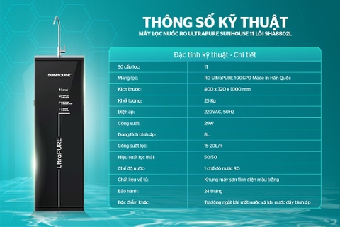 Máy lọc nước RO UltraPURE Sunhouse 11 lõi SHA8802L