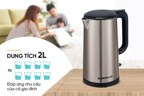 Ấm siêu tốc Inox 2 lớp 2L Sunhouse SHD1396