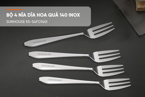 Bộ 4 nĩa dĩa hoa quả 140 inox  Sunhouse KS-S4FO140I