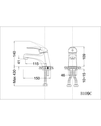 Vòi lavabo chậu rửa mặt Caesar B109CU nước lạnh kèm xả nhấn