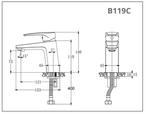 Vòi lavabo chậu rửa mặt Caesar B119C nước lạnh