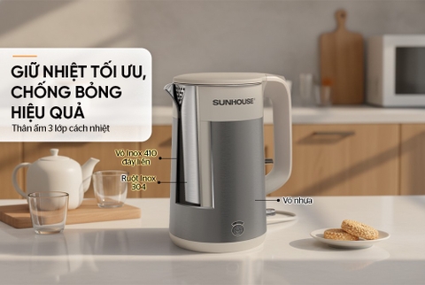 Ấm siêu tốc Inox 3 lớp 1.8L Sunhouse SHD1376