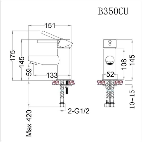 Vòi lavabo chậu rửa mặt Caesar B350CU nóng lạnh