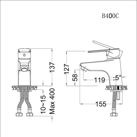 Vòi lavabo chậu rửa mặt Caesar B400CP/CU nóng lạnh