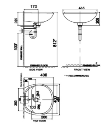 Lavabo chậu rửa mặt American Standard VF-0940.1H treo tường
