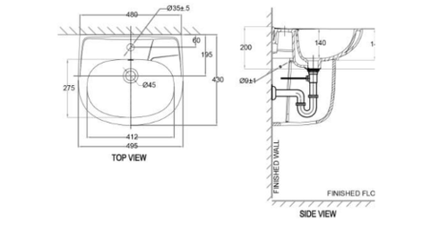 Lavabo chậu rửa mặt American Standard VF-0947 treo tường