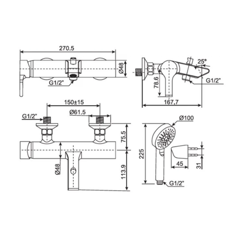 Vòi sen tắm American WF-3911 nóng lạnh