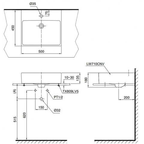 Lavabo chậu rửa mặt TOTO LT710CTR#XW đặt bàn sứ chống bám bẩn