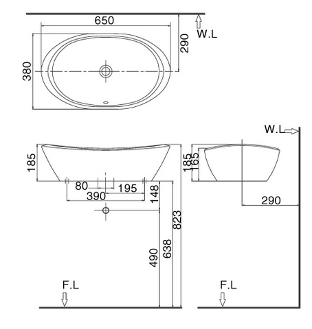 Lavabo chậu rửa mặt INAX L-465V đặt bàn (L465V)