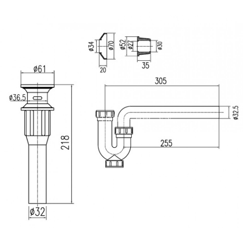 Bộ ống xả chậu và ống thải INAX A-325PS (A325PS)