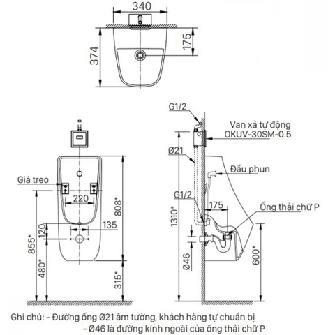 Bồn tiểu nam INAX AU-468VAC treo tường sứ chống bám bẩn AquaCeramic xả âm (AU468VAC)