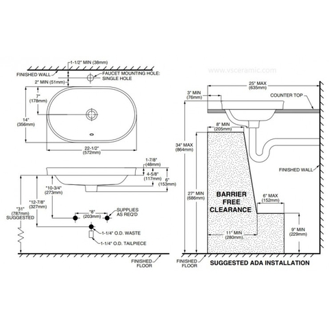 Lavabo chậu rửa mặt American Standard WP-0310 đặt bàn