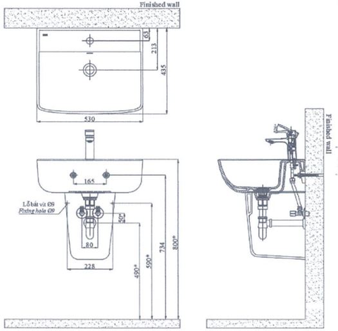 Lavabo chậu rửa mặt INAX AL-312V treo tường chân ngắn