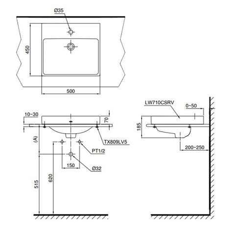 Lavabo chậu rửa mặt TOTO LT710CSR#XW đặt bàn sứ chống bám bẩn