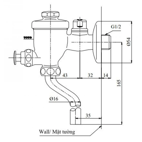 Van Xả Nhấn Bồn Tiểu Nam TOTO DU601SRR