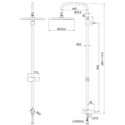 Thân sen tắm TOTO TBW13020V nóng lạnh