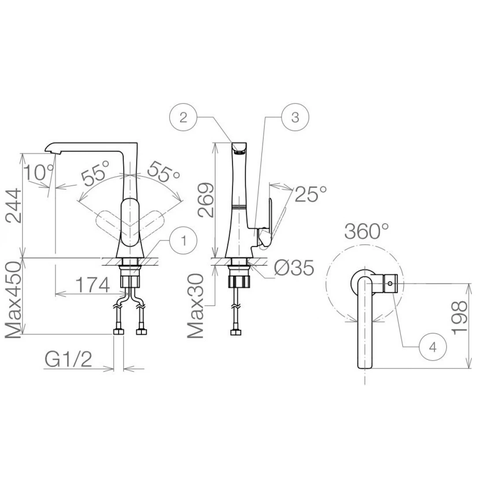 Vòi chậu rửa chén Viglacera VG743 nóng lạnh