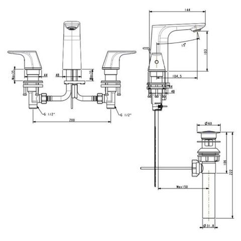 Vòi lavabo chậu rửa mặt American Standard WF-1703 nóng lạnh