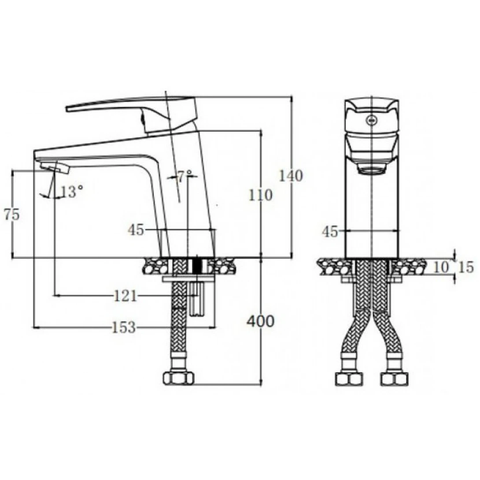 Vòi Lavabo Caesar B390CGU Màu Vàng Nóng Lạnh kèm nút xả nhấn